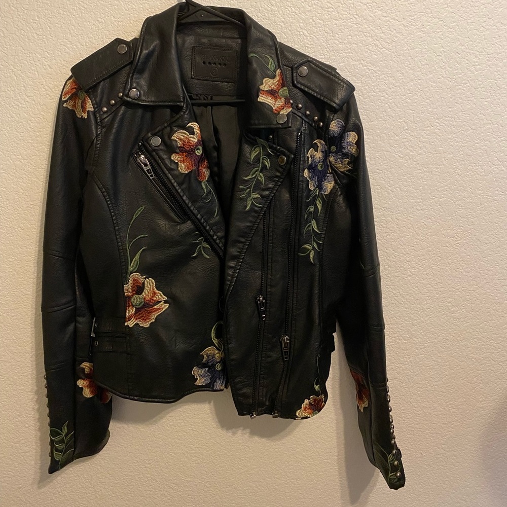 Blank NYC floral leather jacket small